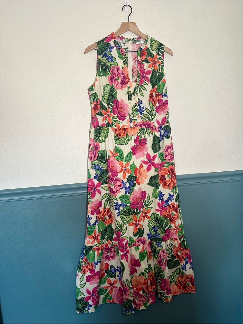 London Times - Sleeveless Floral Maxi Dress - Pink & Green